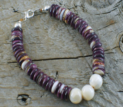 Native American Bracelet -  Purple Spiney Oyster